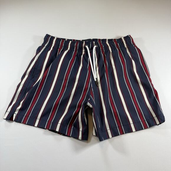 Abercrombie 5” Inseam Americana Stripe Nautical Swim Beach Trunk - Blue Mns S - Picture 1 of 14
